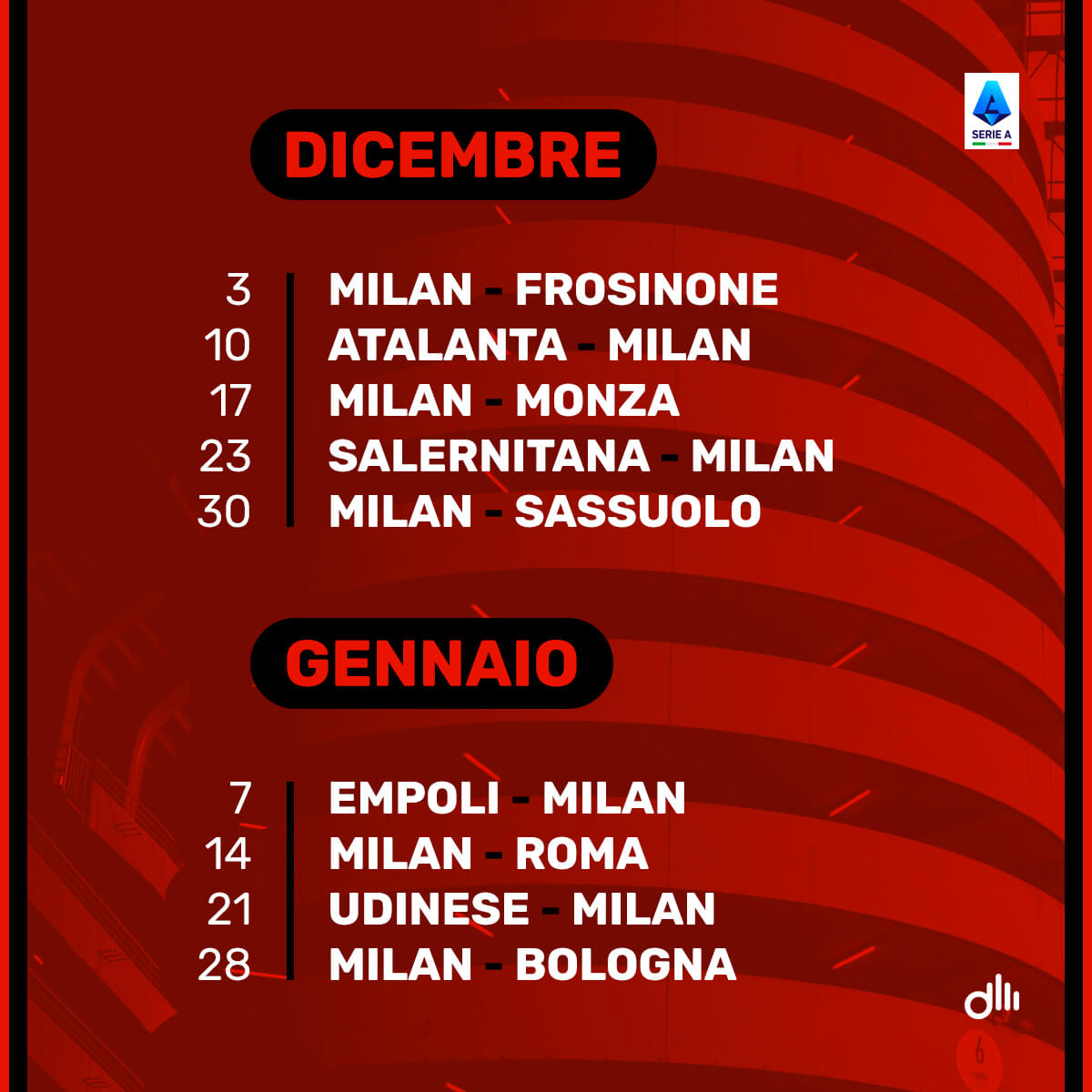 Milan, calendario Serie A: debutto a Bologna, derby alla quarta