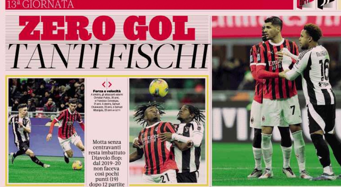 Milan Juventus che delusione! Tutte le prime pagine dei quotidiani